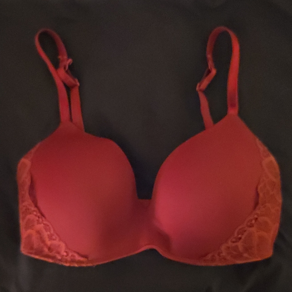 Auden Maroon Lace-Trim T-Shirt Bra